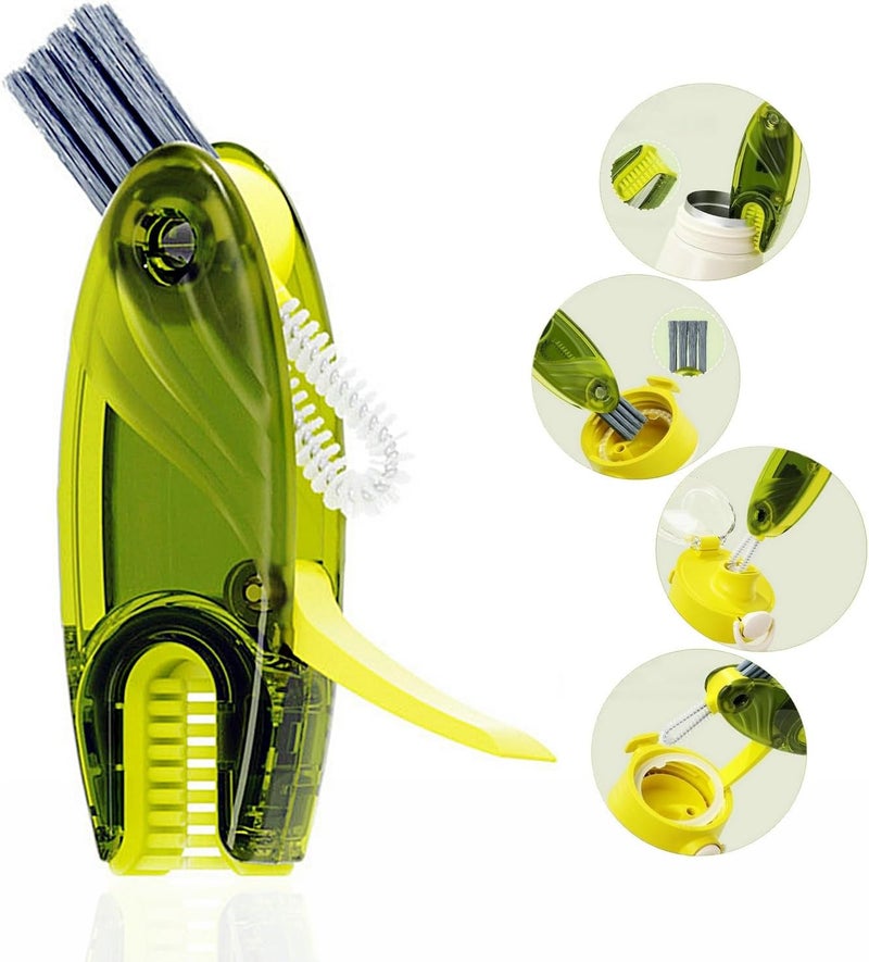 CraftinAround 4 in 1 Cup Lid Cleaning Brush Set Multifunctional Bottle Brush Cleaner Tiny Bottle Cup Lid Brush Straw Cleaner Tools Mini Silicone Bottle Cup-Holder Cleaner with Hook Remover 1pc Blue - Image 1